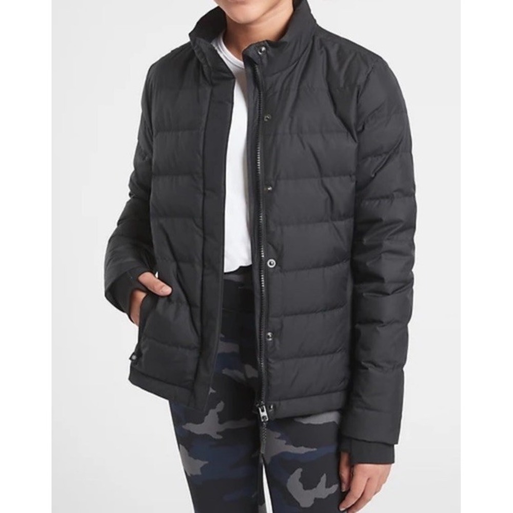 $128 EUC Athleta girl Can't Snow Me Down Black Jacket Puffer coat XXL (16)